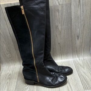 Michael Kors Black Over the Knee Boots with Gold Zipper